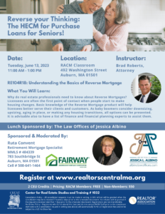 June! RE104R18 Lunch and Learn Reverse Mortgages: Reverse your Thinking ...